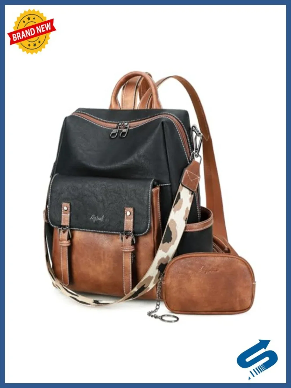 PU Leather Fashion Backpack Purse Large Capacity Laptop Bag